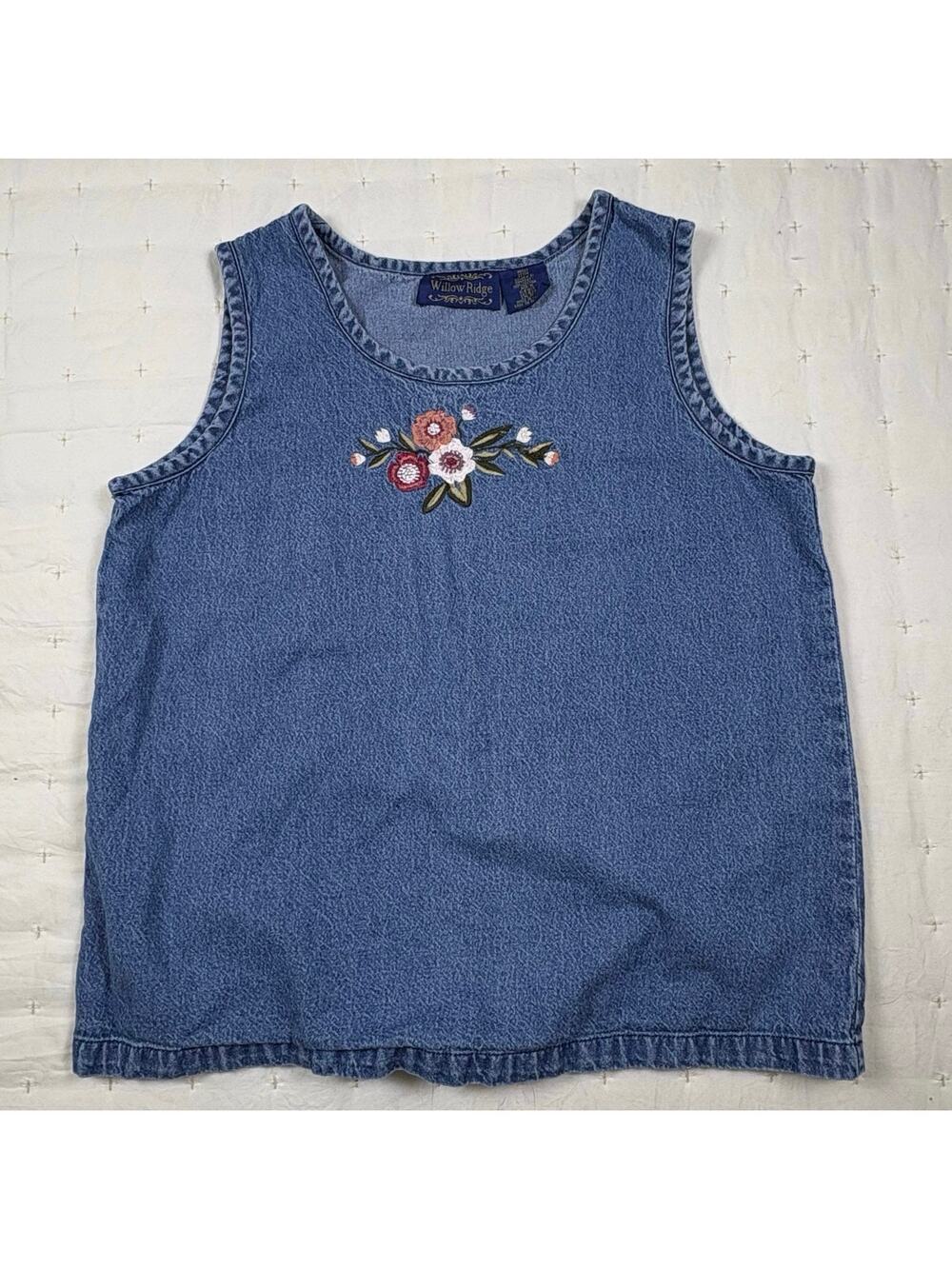 Willow Ridge Vintage Embroidered Denim Tank Shirt